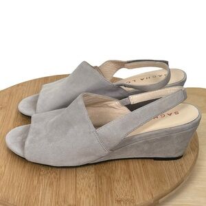 Sacha London Gray Suede Slingback Wedge Sandals – Women’s Size 9